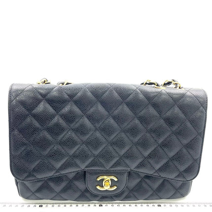 Chanel Classic Flap Jumbo 2009 Black Caviar Leather Single Flap Gold Hardware-Luxbags