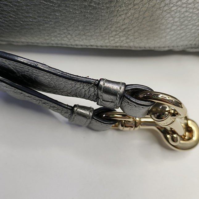 Lady Dior Small Supple Calfskin Leather Metallic Grey Cannage Handbag with Strap