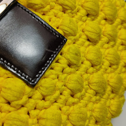 Fendi Mamma Baguette Bag Yellow Crochet Shoulder Bag
