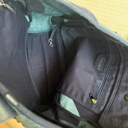 Chanel Deauville Tote Medium Navy Denim Top Handle