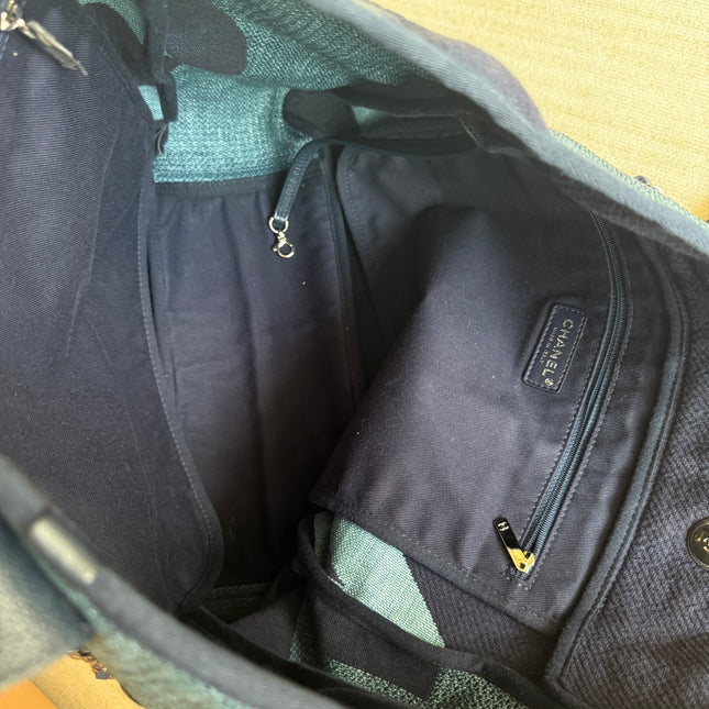 Chanel Deauville Tote Medium Navy Denim Top Handle