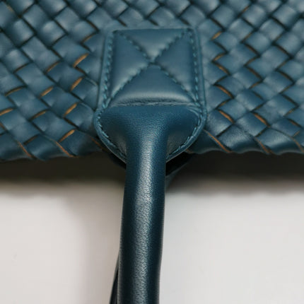 Bottega Veneta Cabat Tote Small/Medium Intreccio Blue Green Leather and Suede Lining 32cm