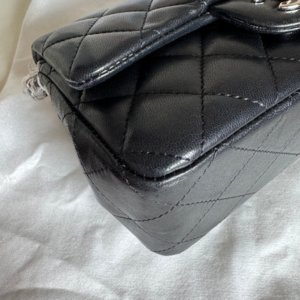 Chanel Classic Flap Mini Black Lambskin Silver Hardware
