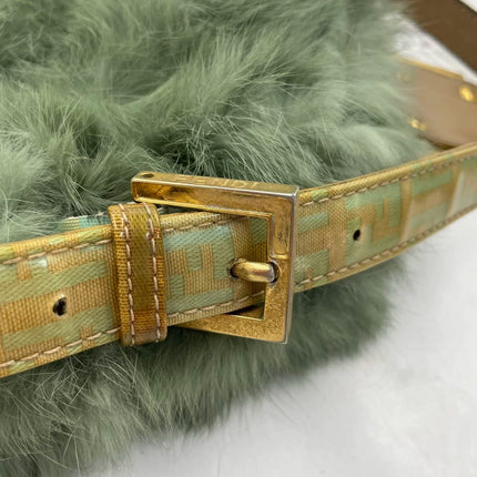 Fendi Mini Mamma Baguette Green Faux Fur