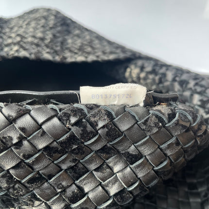 Bottega Veneta Cabat Large Intreccio Black Leather and Velvet 42cm