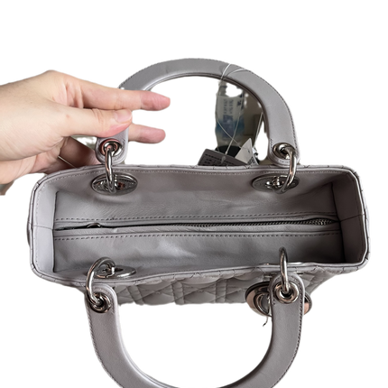 Sold Lady Dior Grey Cannage Leather Medium no strap