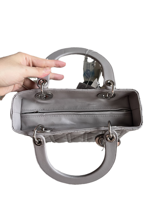Sold Lady Dior Grey Cannage Leather Medium no strap