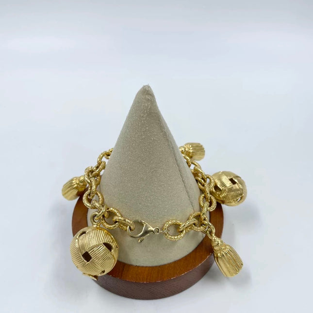 Celine 1990s Vintage Gold-tone Link Charms Bracelet