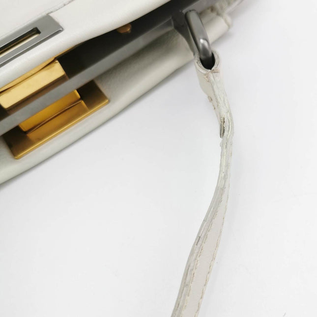 Fendi Peekaboo Mini White Leather Corssbody Bag