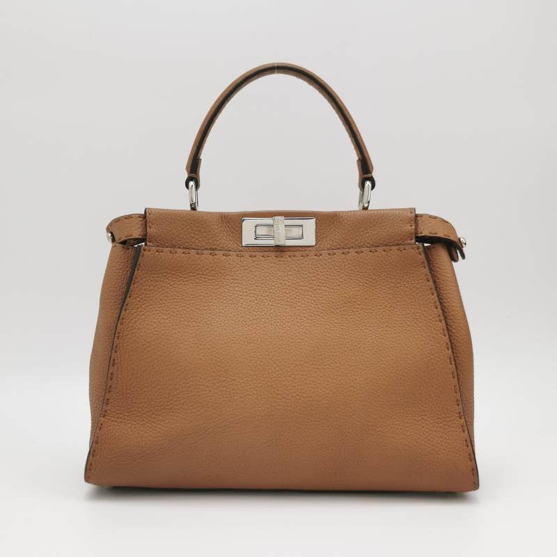 Sold Fendi Peekaboo ISeeU Sellier Medium Calfskin Leather Tan Brown