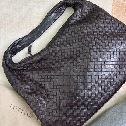 Bottega Veneta Veneta Hobo Dark Chocolate Brown Intreciatto Leather Bag Large 47cm