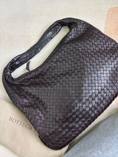 Bottega Veneta Veneta Hobo Dark Chocolate Brown Intreciatto Leather Bag Large 47cm