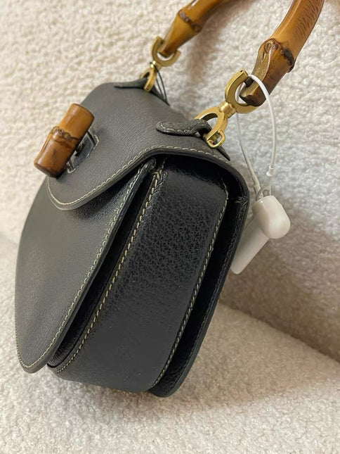 Gucci Bamboo 1947 Top Handle Bag Leather Small Dark Green