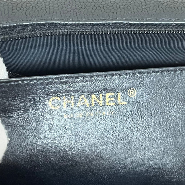 Chanel Classic Flap Jumbo 2009 Black Caviar Leather Single Flap Gold Hardware