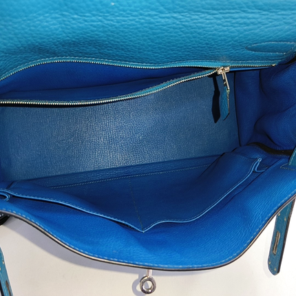 Hermes Kelly Retourne 32 Clemence Leather B3 Bleu Zanzibar Palladium Hardware 2013