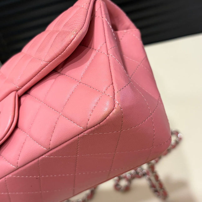 Chanel Classic Flap Mini 2013 Pink Lambskin Leather Silver Hardware