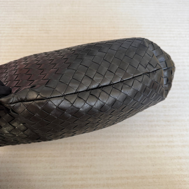 Bottega Veneta Jodie Medium Black Lambskin Leather Silver Hardware