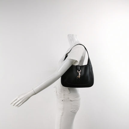 Gucci Jackie 1961 Black Leather Bag Small Gold Piston Lock