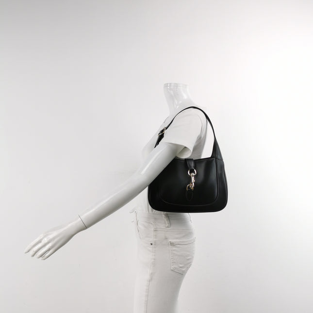 Gucci Jackie 1961 Black Leather Bag Small Gold Piston Lock