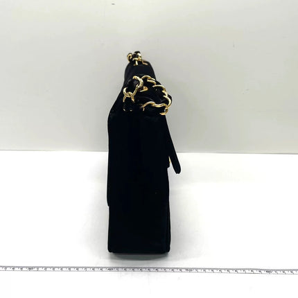 Chanel Classic Flap Maxi Black Velvet Leather Giant Gold CC Logo