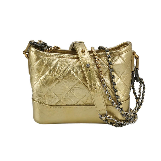 Chanel Gabrielle Hobo 2019 Gold Leather Small Crossbody Bag-Luxbags