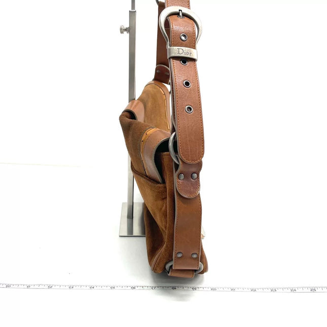 Dior Vintage Gaucho Large Brown Suede Leather Crossbody Bag