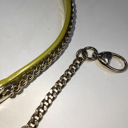 Lady Dior Mini Handbag Yellow Patent Leather Gold-tone Chain Strap