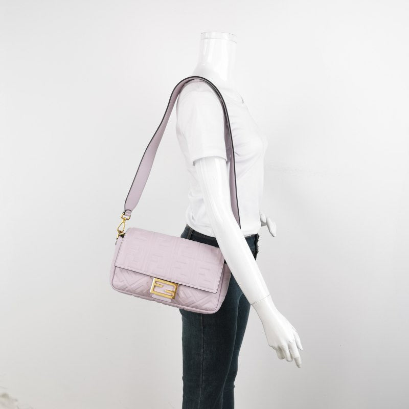 Fendi Baguette Lambskin Leather Crossbody Bag Medium Lavender