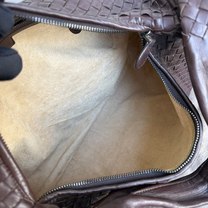 Bottega Veneta Belly Hobo Intreccio Leather Dark Chocolate Brown Large 50cm