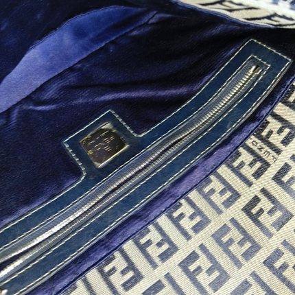 Sold Fendi Baguette Navy Zucchino Print Monogram