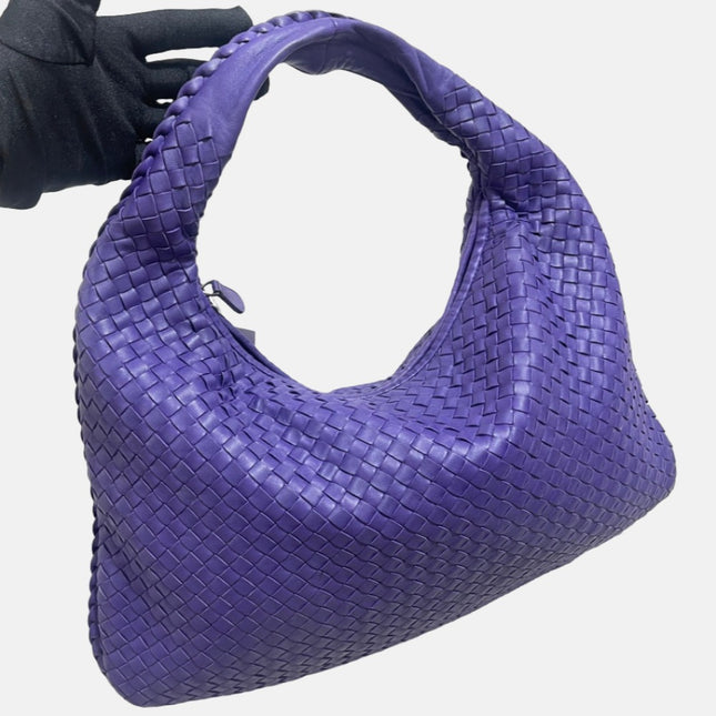 Bottega Veneta Hobo Bag Large Leather Purple 47cm-Luxbags