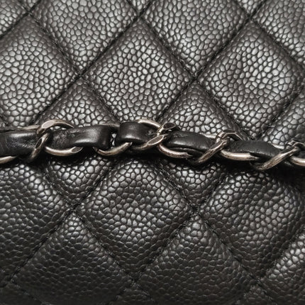 Chanel Now and Forever Large Jumbo Flap Bag Black Lambskin Silver Hardware