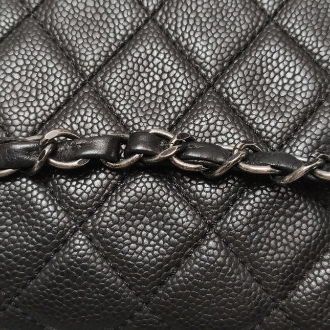 Chanel Now and Forever Large Jumbo Flap Bag Black Lambskin Silver Hardware