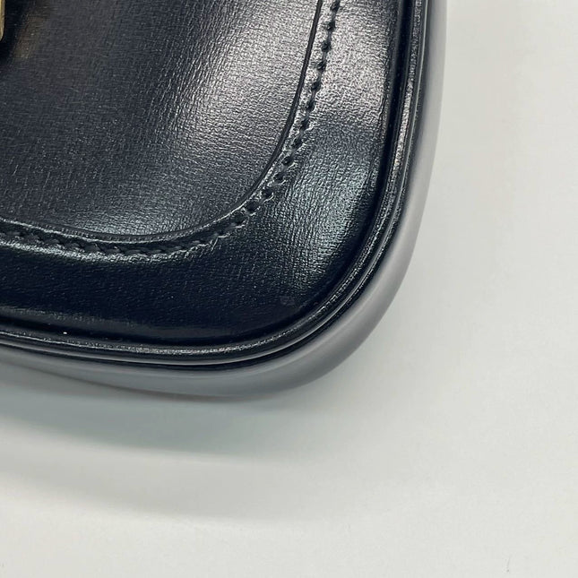 Sold Gucci Jackie 1961 Super Mini Black Leather Bag with Chain Strap
