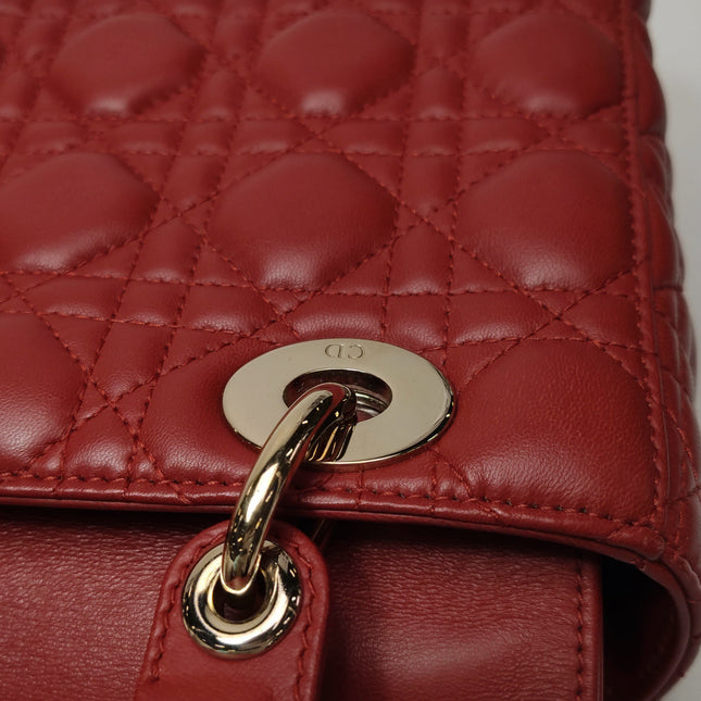 Lady Dior Small My Abcdior Red Lambskin Cannage Leather Gold Hardware