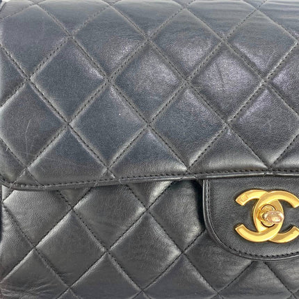 Sac à main Chanel Jumbo Double Sided Classic Flap en cuir d'agneau noir avec garnitures en or 24 carats