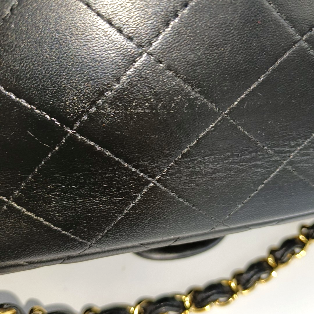 Chanel Classic Flap Maxi Black Lambskin Leather Double Flap with Gold Hardware, 2014-2015