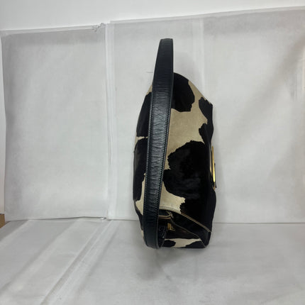 Fendi Mamma Baguette Large Pony hair in Cow Print Black and White