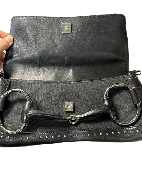 Sold Gucci Horsebit 1955 Cloth Black Monogram Shoulder bag