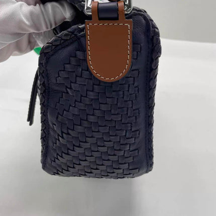 Loewe Braided Puzzle Small Woven Navy Leather Crossbody Bag