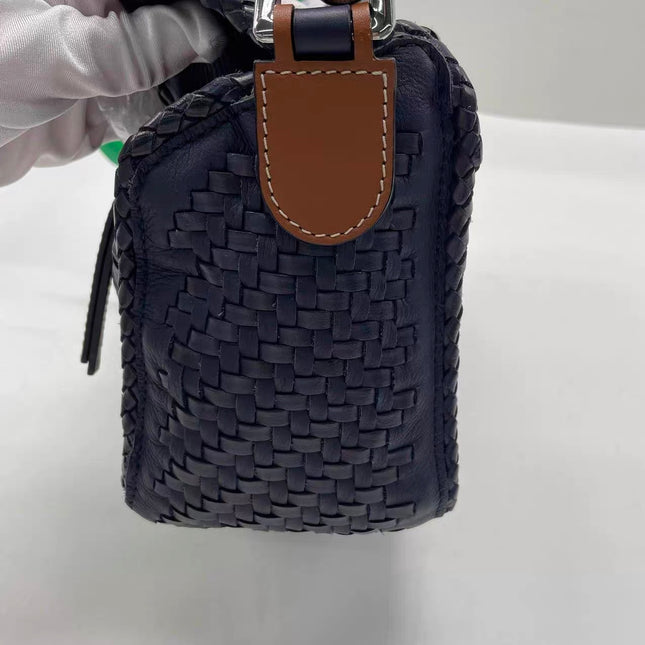 Loewe Braided Puzzle Small Woven Navy Leather Crossbody Bag