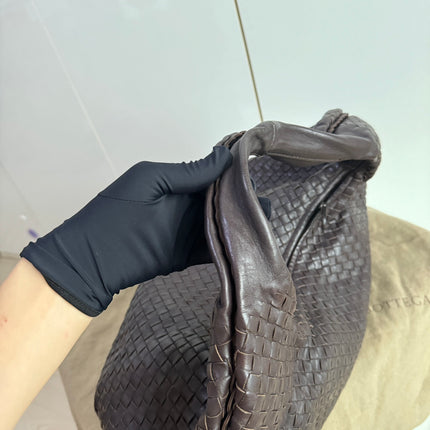Sold Bottega Veneta Belly Hobo Intrecciato Lambskin Leather Dark Chocolate Brown Large 50cm