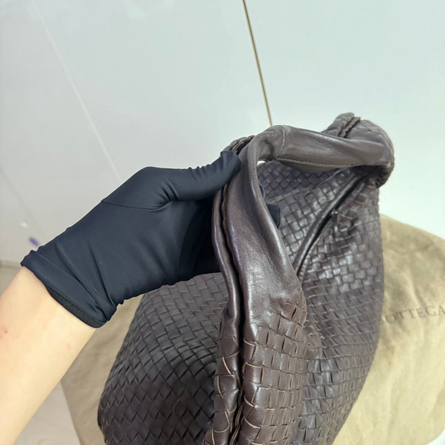 Sold Bottega Veneta Belly Hobo Intrecciato Lambskin Leather Dark Chocolate Brown Large 50cm