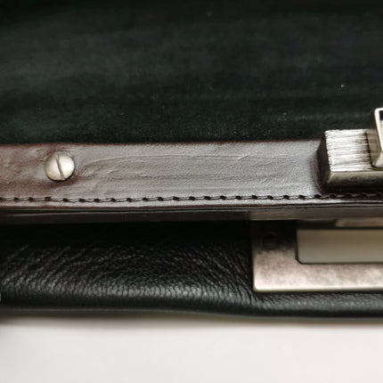 Fendi Peekaboo Large Black Calfskin Leather Glitter Beaded Zucca Interior