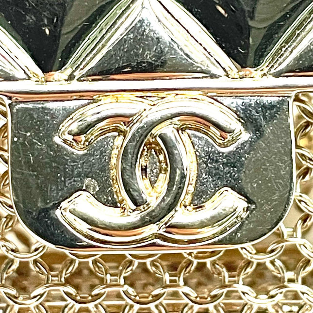 Chanel Micro Flap Bag Charm Chain Long Necklace with Matelasse and Pearl Chain 102cm