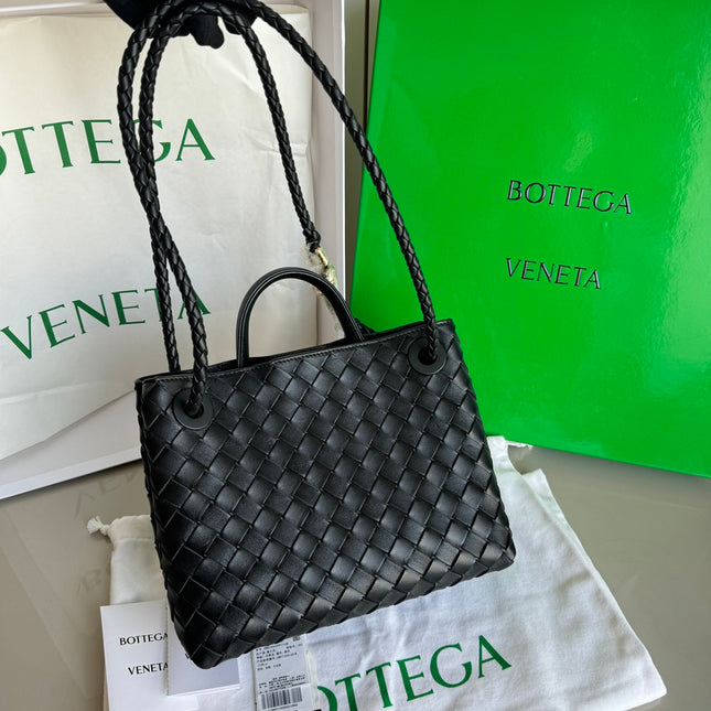 Sold Bottega Veneta Small Andiamo Black Intrecciato Handbag