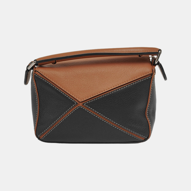 Loewe Puzzle Mini Black and Brown Calfskin Leather Crossbody Bag