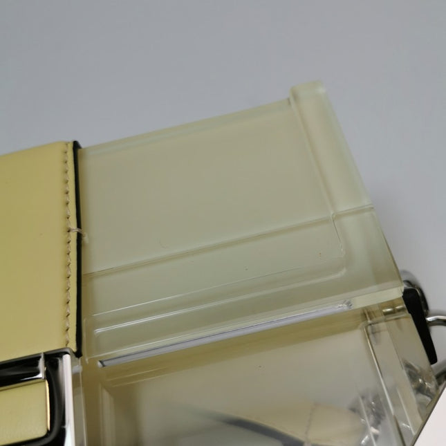 Sold Fendi Baguette Mini Box Yellow/Clear Acrylic Plexiglass and Leather Crossbody Bag