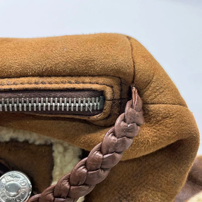 Dior Flight Medium Brown Shearling Leather with Orange Tag Shoulder Bag