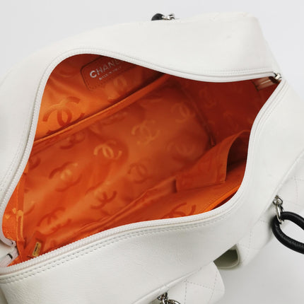 Chanel Cambon Multi-pocket Ligne Reporter Bag Large White Calfskin Leather